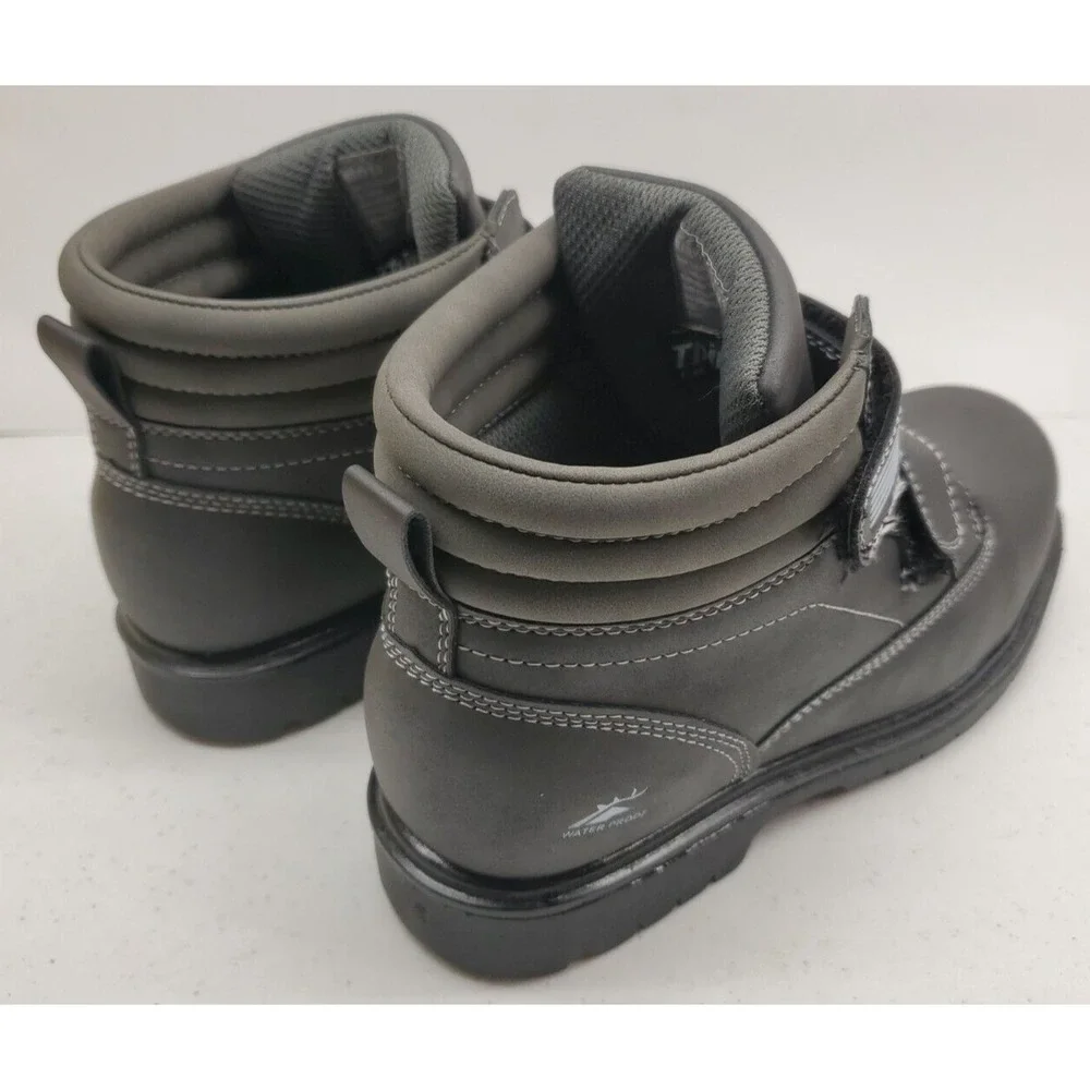 Deer Stags Boy's Marker Black/Gray Hook & Loop Work Boots‎ Size 4.5M EXC COND